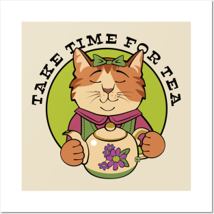 Take Time for Tea Cat Posters and Art